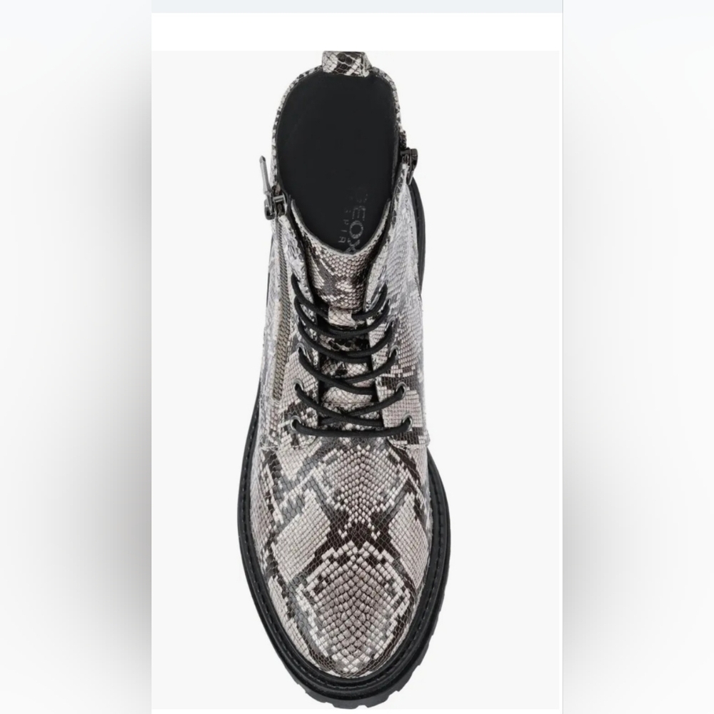 New Geox Iredea Leather Snakeskin Combat Boots Women's Size 7